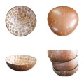 Handmade Mosaic Coconut Bowl - Peach with Flower Pattern