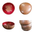 Handmade Mosaic Coconut Bowl - Red and Black