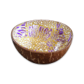 Handmade Mosaic Painted Coconut Bowl - Purple , Gold and White
