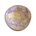 Handmade Mosaic Painted Coconut Bowl - Purple , Gold and White