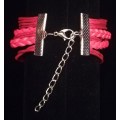 Love , Infinity , Angel Wings , Heart Vegan Leather & Wax String Multilayer Charm Bracelet - Red
