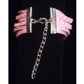Peace , Infinity , Believe, Butterfly Vegan Leather & Wax String Multilayer Charm Bracelet - Pink