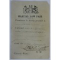 ANGLO-BOER-WAR MARTIAL LAW PASS, VICTORIA WEST.