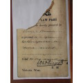 ANGLO-BOER WAR, MARTIAL LAW PASS SIGNED BY DISTRICT COMMANDER.