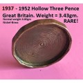 Strange hollow 1937 - 1952 Three Pence / 3 Pence of Great Britiain. See with photos. Error?