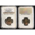 Rare error SA 2011 R5 coin. Back minted upside down- ultra rare in the bi-metal R5 coins. NGC MS66.
