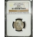 Rare 1927 SA 1 shilling in a truly rare top condition. NGC AU 58. Virtually UNC. Reduced price.