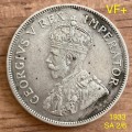 1933 SA rare date 2.5 Shillings or Half Crown or 2/6. Nice VF condition. Value R7500. UNC is R105K