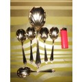 Set of Silver plated Art Deco Scallop Shell Dessert Spoons & Serving Spoon
