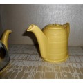 Art Deco Ceramic Teapot and Coffee with Insulated Chrome Cosy. Lovely yellow