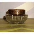 Glass Ladies Dressing Table Pot with Petit Needlepoint embroidered lid