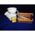 Vintage Razor in a Clothes Brush, Bakelite Razor and Shaving Mug