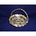 Antique  Hand Chased Repousse High Relief Fruit Basket with Handle
