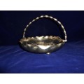 Antique  Hand Chased Repousse High Relief Fruit Basket with Handle