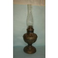52.5cm  Antique Millers Embossed Paraffin Lamp with Crystal Funnel