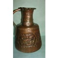 Antique Hand-Hammered Globular Bronze Copper Pitcher