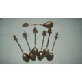 Wooden Boxed  6 Dutch Tea Spoons with Sugar Spoon