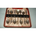 Wooden Boxed  6 Dutch Tea Spoons with Sugar Spoon