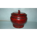 Chinese Cross Banded Food Container with Lion Finial
