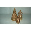 3x Antique Brass Table Bell Victorian Figurine