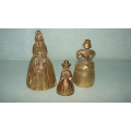 3x Antique Brass Table Bell Victorian Figurine