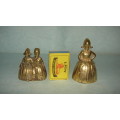 Pair (One A Duo) Antique Brass Table Bell Victorian Figurine