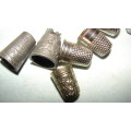 19 Collectable Thimbles Porcelain, Pewter and Silverplate