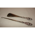 A Pair Of Silver Handle Boot Hook and Shoe Horn , Chester 1907