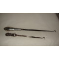 Silver Handle Boot Hooks x2