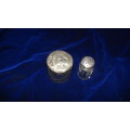 Crystal Pepper Shaker and Vanity Bottle With Hallmark Silver Lid