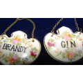 Brandy and Gin Crown Porcelain Decanter Labels