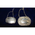 Two Silver Plated Brandy  Decanter Labels