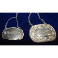Two Silver Plated Brandy  Decanter Labels