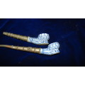 2x  Ceramic Elephant and Ornate Metal Opium Pipes