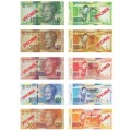 UNC Notes Set - SA SERIAL NUMBERS- 2018 Mandela 100th Birthday Commemorative Bank Notes Uncirculated