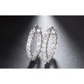 Platinum Plated Silver Hoop Earrings Paved with AAA Austrian Cubic Zirconia **FREE VELVET POUCH