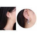 Platinum Plated Silver Hoop Earrings Paved with AAA Austrian Cubic Zirconia **FREE VELVET POUCH