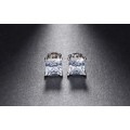 Platinum Plated 1ct Cushion Cut Cubic Zirconia Stud Earrings **FREE VELVET POUCH