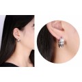 Platinum Plated Cubic Zirconia Crystal Small Hoop Earrings **FREE VELVET POUCH