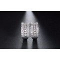 Platinum Plated Austrian Cubic Zirconia Crystal Small Hoop Earrings **FREE VELVET POUCH