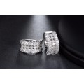 Platinum Plated Austrian Cubic Zirconia Crystal Small Hoop Earrings **FREE VELVET POUCH