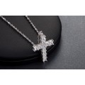 Platinum Plated Silver Cross Paved 0.25ct AAA Cubic Zirconia Pendant Necklace **FREE VELVET POUCH