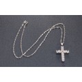 Platinum Plated Silver Cross Paved 0.25ct AAA Cubic Zirconia Pendant Necklace **FREE VELVET POUCH