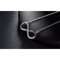 Platinum Plated Silver AAA Austrian Cubic Zirconia Infinity Necklace  **FREE VELVET POUCH