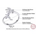 Elegant Butterfly 925 Sterling Silver with Cubic Zirconia Resizable Ring **FREE VELVET POUCH