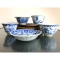 A SET OF CHINESE PORCELAIN TEA CUPS AND AND SMALL PLATE