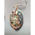 A pair of Mexican Abalone and Silver Earings