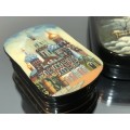 A SET OF HAND PAINTED FEDOSKINO RUSSIAN LACQUER  BOXES