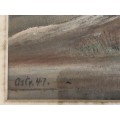 Drakensberg Original Painting Signed Dated 1947
