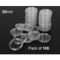 Clear Round Coin Capsules (20mm) - 100 Pack